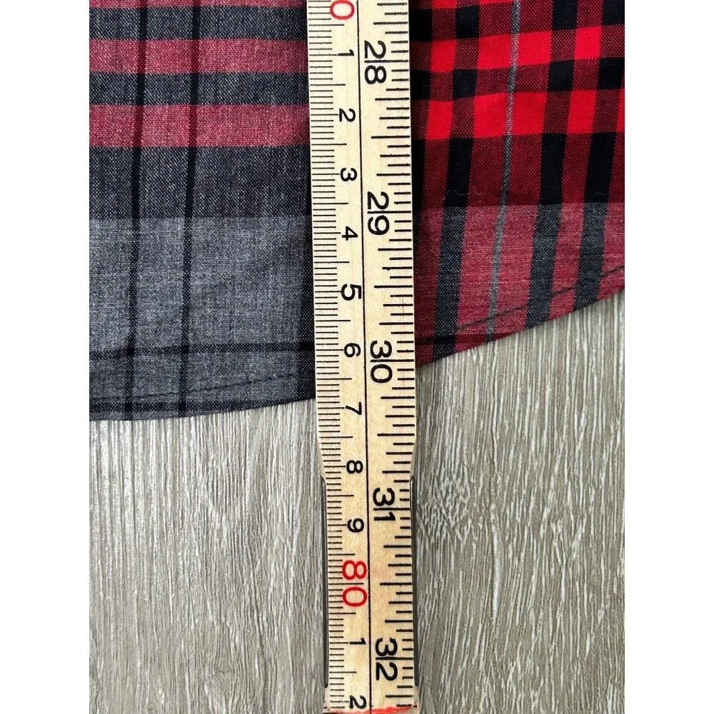 J.Crew Men's Tailored Plaid Button-Up Shirt Red Long Sleeve  100% Cotton  Size M